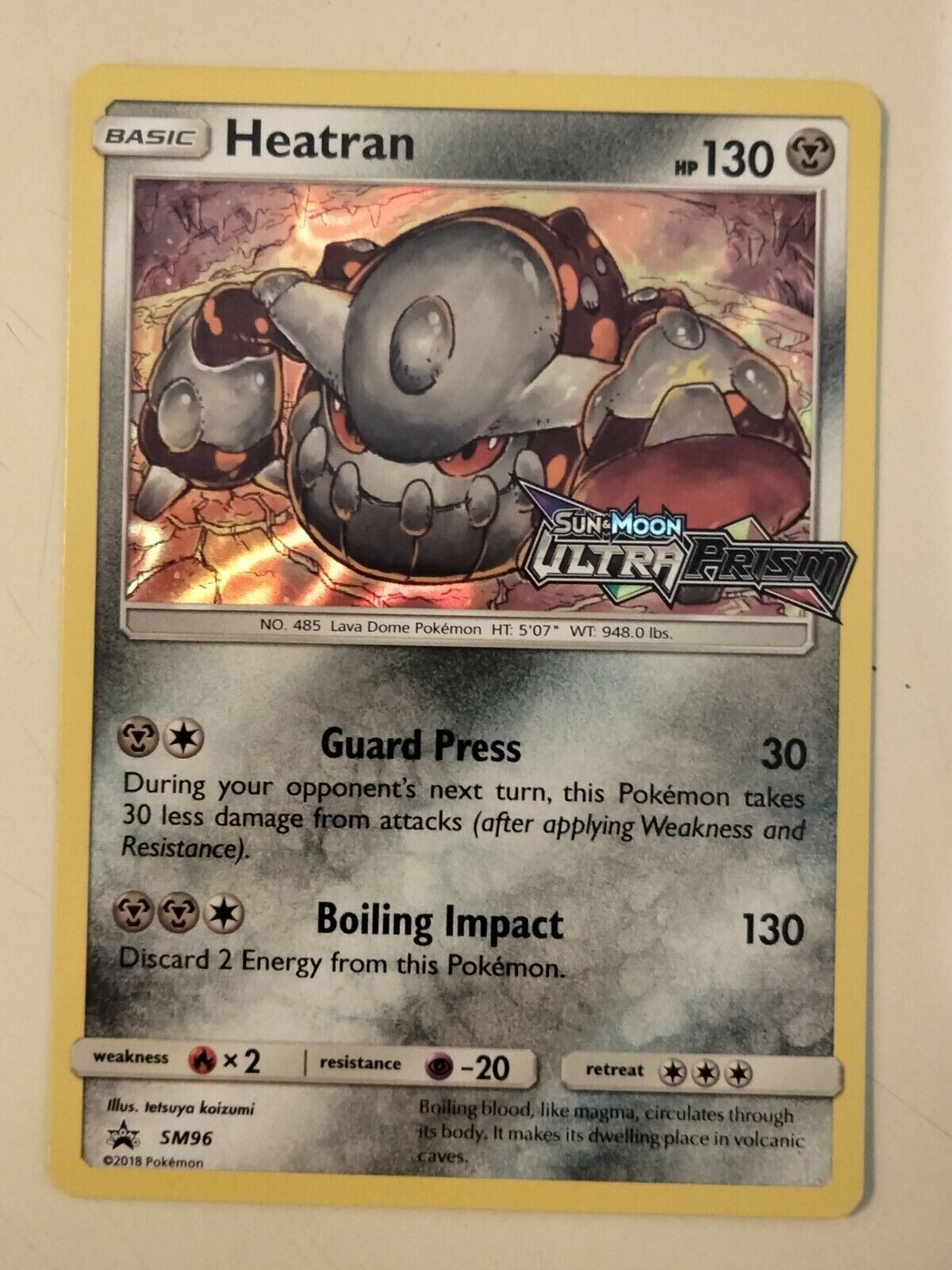 Heatran SM96 Holo Pre-Release Promo NM Promo Pokemon Sun & Moon Promos