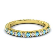 0.72 Ct Real Round Cut Topaz  Diamond Engagement Eternity Band 14k Yellow Gold