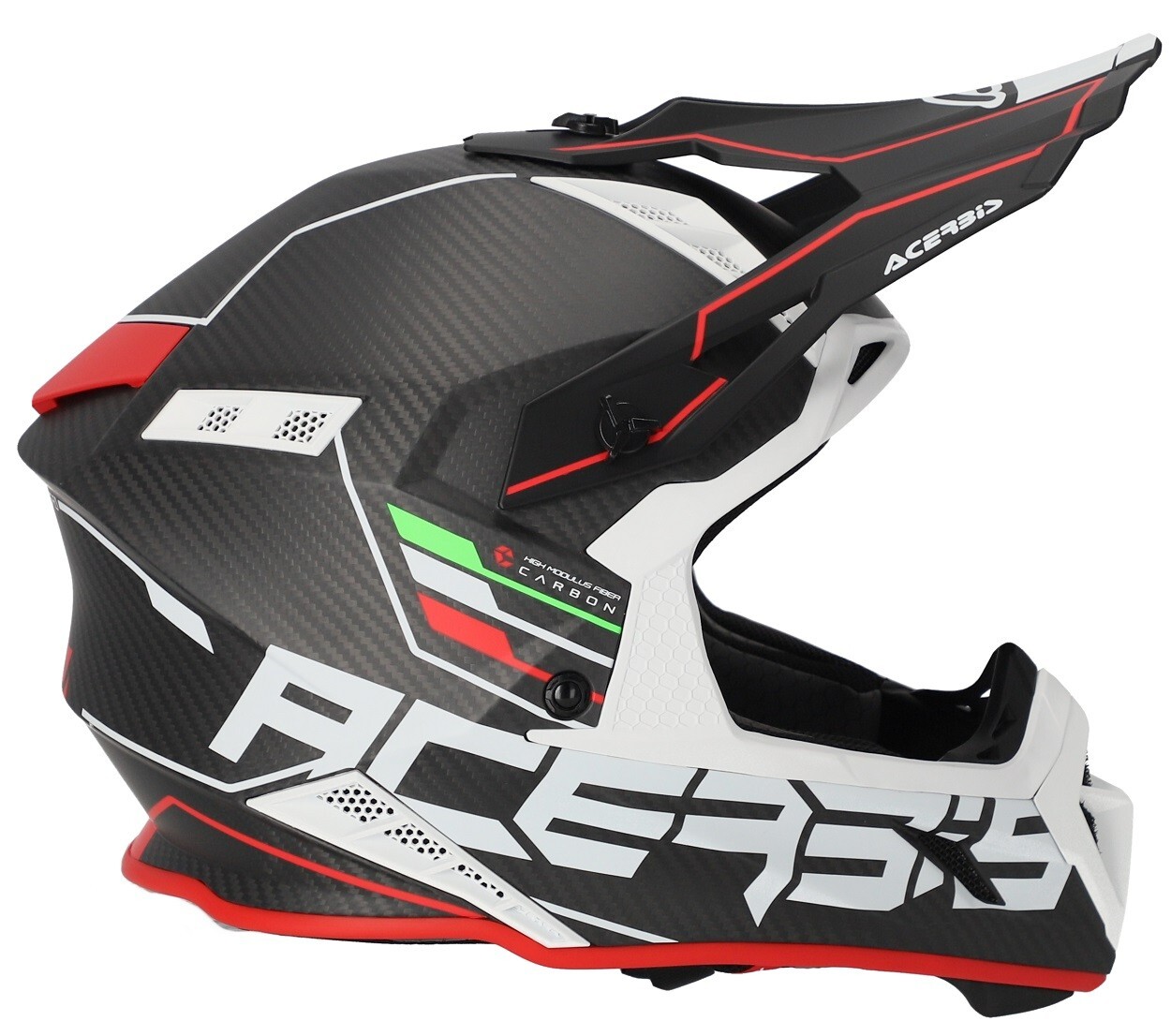 CASCO CARBONIO HELMET MOTO CROSS ACERBIS STEEL CARBON 2206 NERO ROSSO TG S