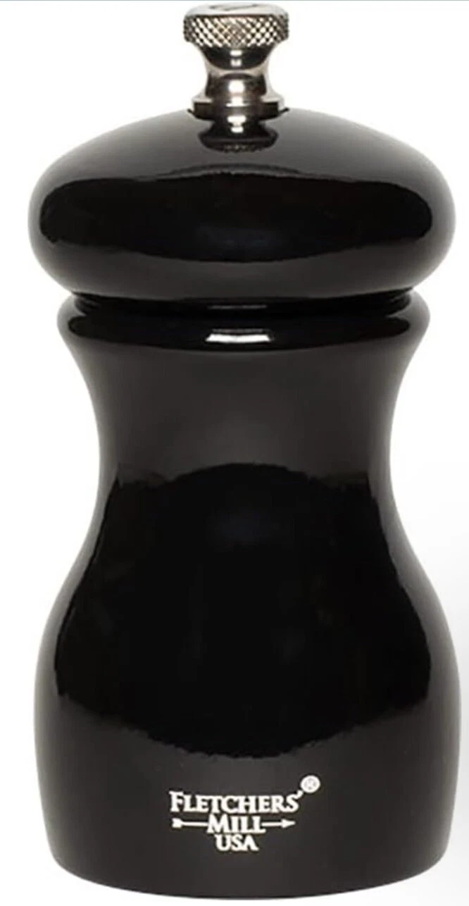 Fletchers' Mill Marsala Collection Salt Mill, Black - 4 Inch, Adjustable
