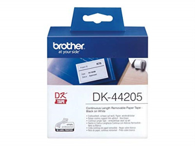 Brother dk44205 - verwijderbare klevende labels - wit - roll (6.2 cm x 30.5 m) - 1 rol (len) (4977766635127)
