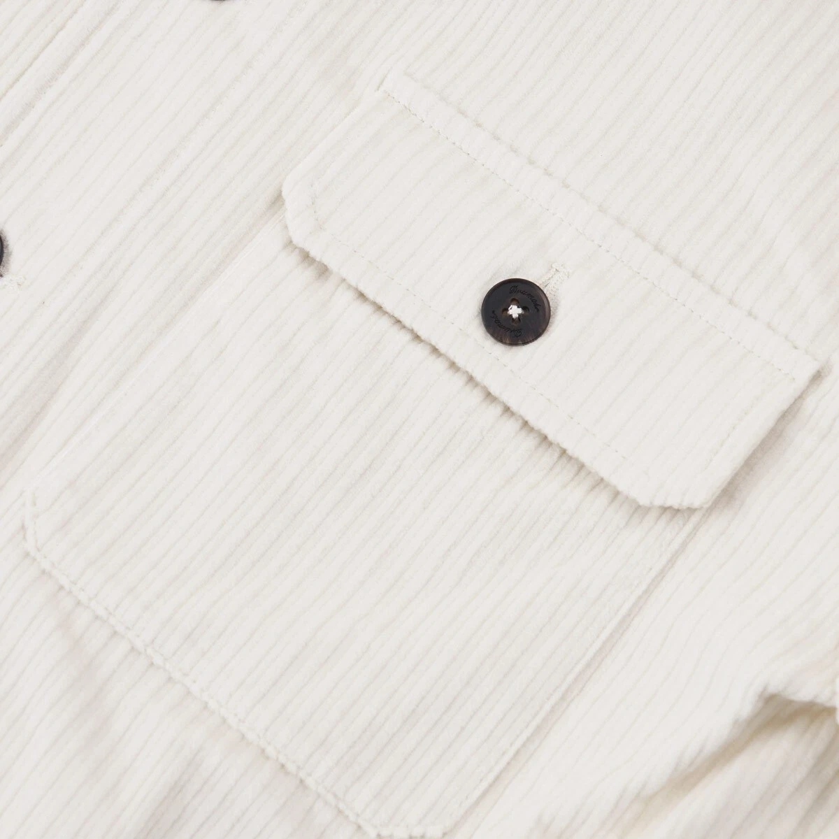 Drumohr Ivory White Wide-Wale Corduroy Cotton Shirt-Jacket L (Eu 50) NWT - product detail image 4