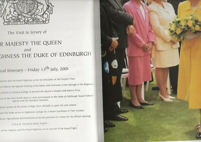 JERSEY CHANNEL ISLANDS BUCH GEDENKEN AN DEN KÖNIGLICHEN BESUCH DER KÖNIGIN JULI 2001