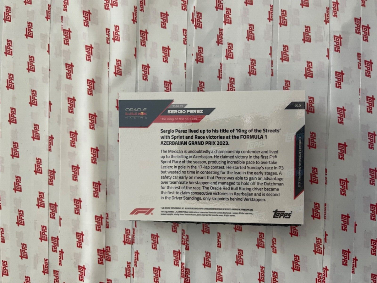 Carte Promo F1 Topps Stickers 2023 – Sergio Perez #F1S-PER – Quasi Neuve