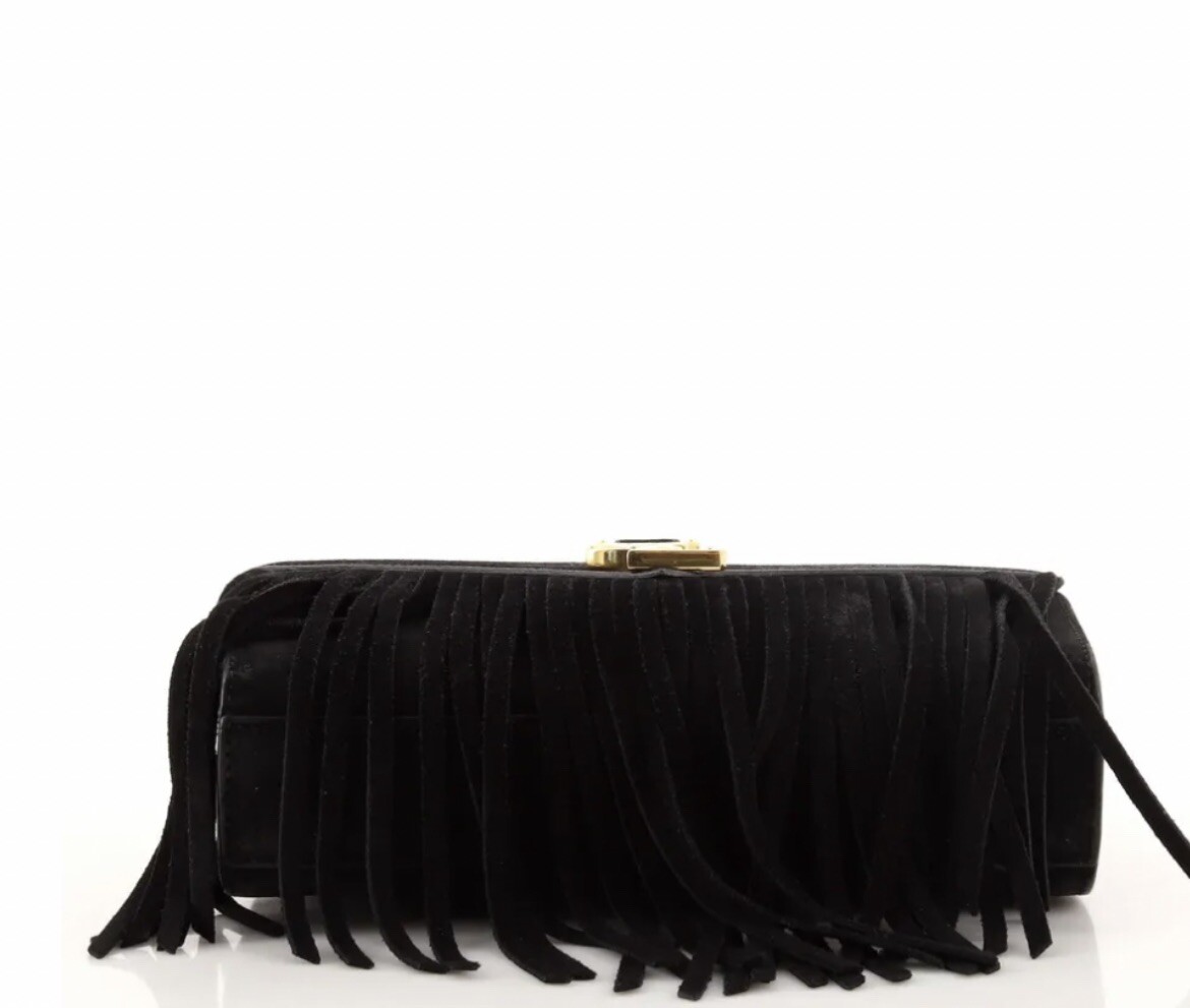 Saint Laurent Classic Monogram Fringe Crossbody Bag Suede Saint Laurent Classic Monogram Fringe Crossbody Bag Suede