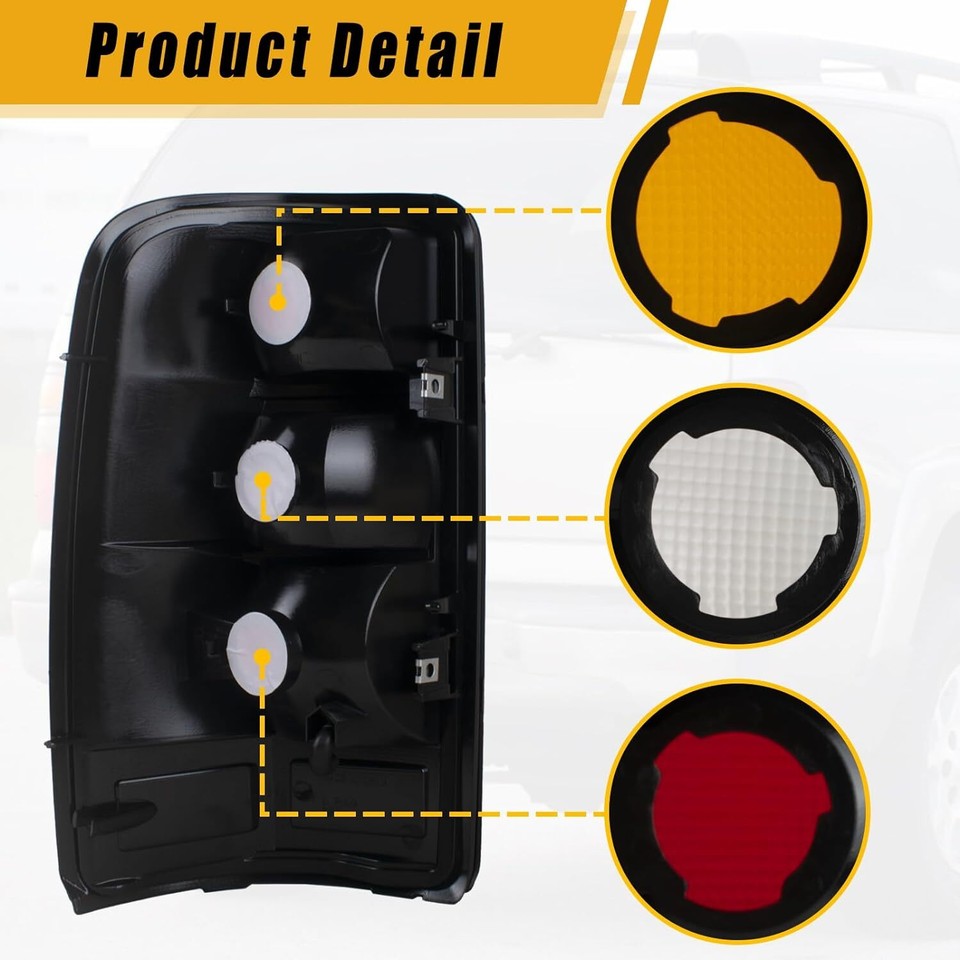 ROXX LED Tail Lights For Chevy Suburban 1500 2500 Tahoe Yukon XL 2000-2006 - Smoke Lens, Black Housing, Pair-681023