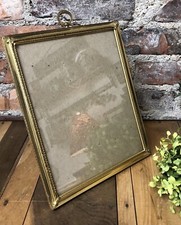 Vintage Art Deco Picture Frame Gold Tone Metal Holds 8x10 Easel Back Photo