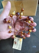 12 Taper Candle Napkin Rings Natural Country Berry 5" Artificial Floral