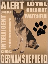 German Shepherd Dog Pet Traits Metal Sign