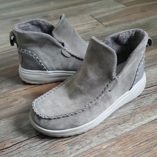 Hey Dude Denny Suede Grey Slip on Ankle Boots Booties | eBay