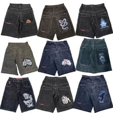 Pantalones Cortos de Denim Para Hombres Reino Unido Elastizados Hip-hop Medio Jeans Cortos Verano Anchos Informales/
