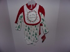 Baby Kiss: Boys Or Girls 2 Pack Bodysuits And Bib Set 3-6 Months Christmas / New