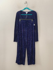 NWT Jenni Women's Sz M Long Sleeves Waffle Top Soft Knit Pants Mixed Pajama Set