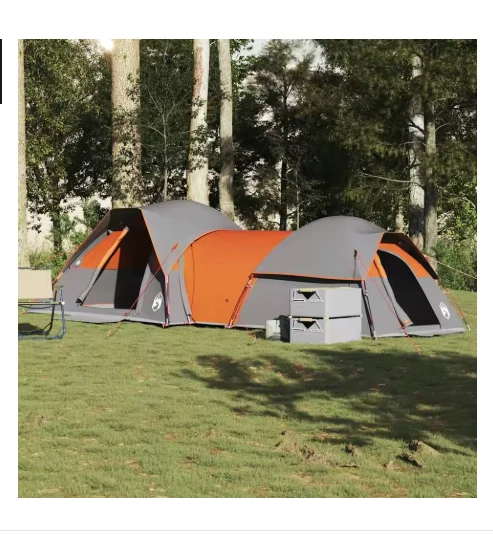 5-Person Waterproof Camping Tent in Grey & Orange - Ideal Outdoor Shelter