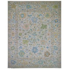 12'4" x 14'10" White 100% Wool Oushak Weave Hand Knotted Oversized Rug R79897