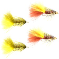 Cone Head Bugger Fly Fishing Flies Assortment - 4 Bass and Big Trout Streamers 
