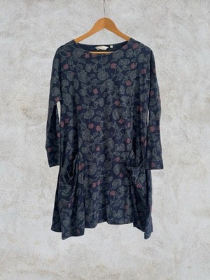 Seasalt Cornwall Mill Pool dress featuring a dark blue floral pattern Size 12