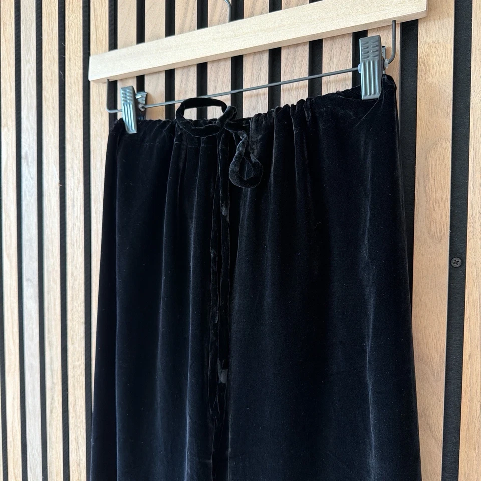 Pantalones de terciopelo de seda morera ASILK detalle bordado cordón M vintage Foto 3 de 4