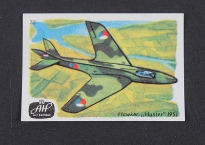 Vintage AH Hawker Hunter 1951 Aircraft Sticker Label Collectible Card