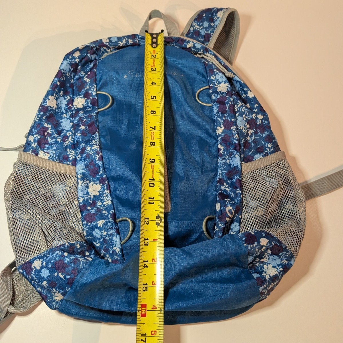 Eddie Bauer Packable Backpack Blue Floral Fold-Up Stowable 