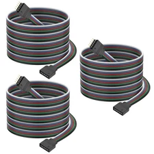 3 PCS 3.2 Ft 5-Pin JST RGBW Extension Cable 22AWG Male to Female Plug Cord