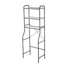 Mainstays Matte Black Over the Toilet Steel Storage Unit with 3 Shelves and Line