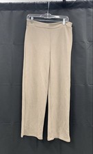 Tahari Women's Beige Solid Pull On Straight Leg Pants - Size M/M