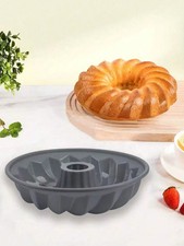 Fluted Ring Bund Cake Round Silicone Baking Mould Non Stick Decorating Pan Tray