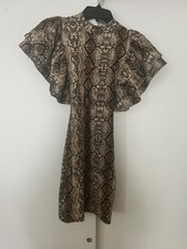 Fashion Nova Snake Print Ruffle Sleeve Mini Bodycon Dress XS New With Tags