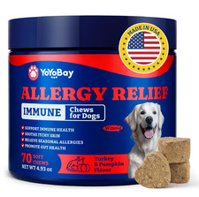 Dog Allergy Relief Chews 70 Soft Chews, Turkey Pumpkin Flavor - Immune Suppo