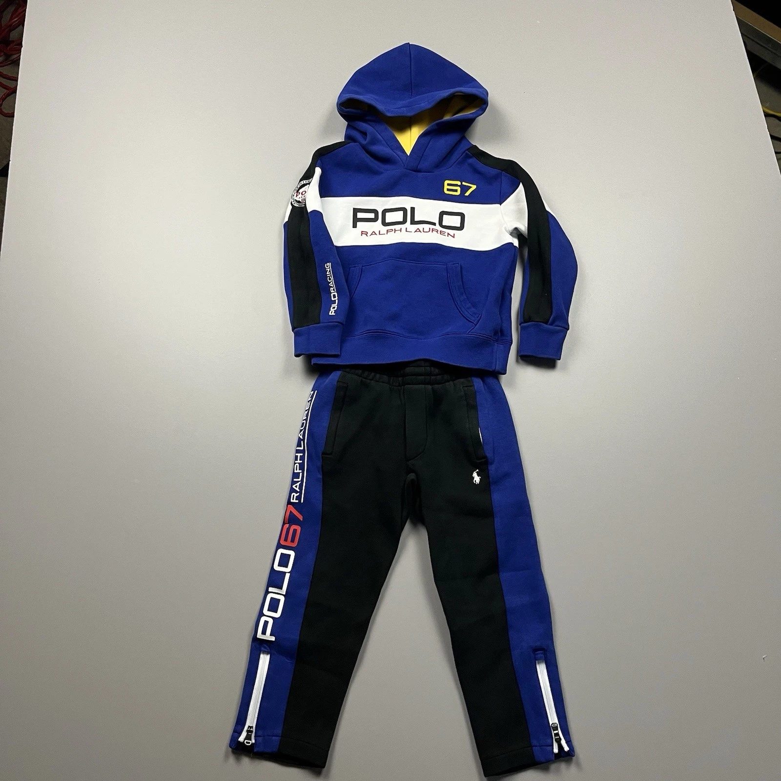 Polo Ralph Lauren Alpine 67 Sweat Track Suit Toddler 4/4T Blue Hoodie Zip Ankle
