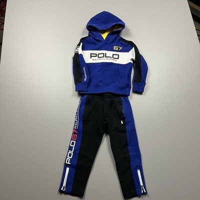 Polo Ralph Lauren Alpine 67 Sweat Track Suit Toddler 4/4T Blue Hoodie Zip Ankle