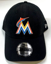 Miami Marlins MLB NE Trucker Snapback Hat-Black