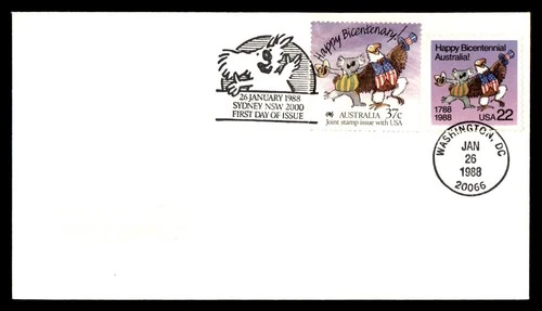 Mayfairstamps US FDC 1988 Washington DC dual Australia bicentennial joint issue