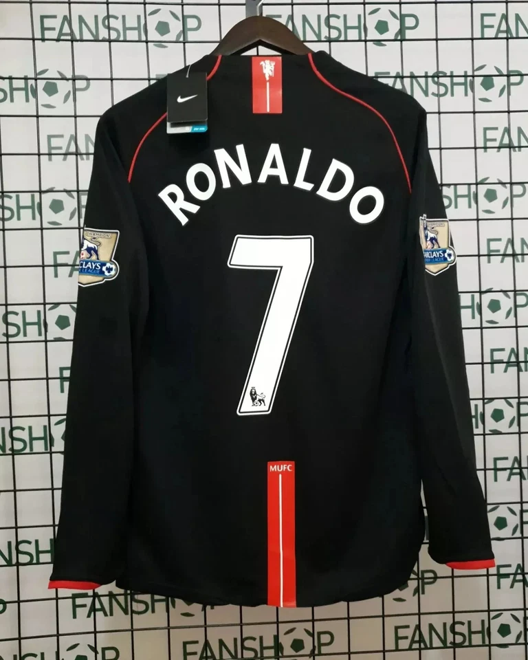 Camiseta Manchester United 2007/2008 manga larga negra visitante - Cristiano Ronaldo #7 Foto 2 de 4