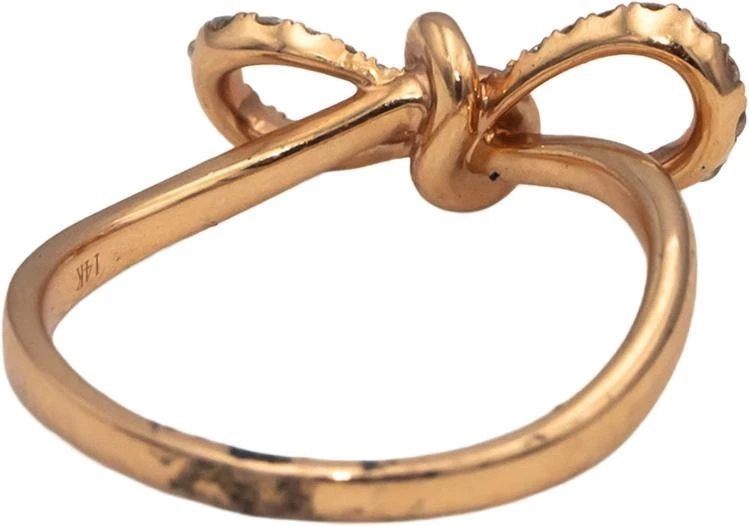14k Rose Gold VS Round Diamond Bowtie Ribbon Ring 0.23CT Size 7.25 - Image 3 of 4