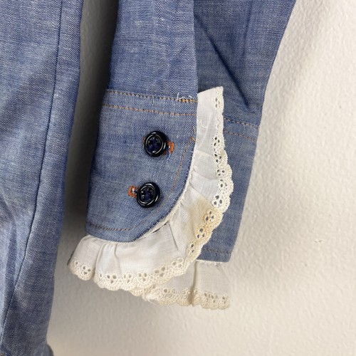 Vintage 70s Levi’s Shirt Chambray Youth Size 12 Embroidered Hippie Orange Tab - Picture 9 of 12