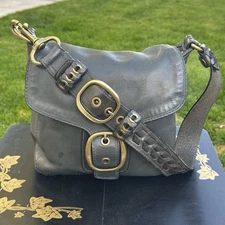 Vtg Coach Bleecker Tattersall Flap Bag Bottle Green Leather Handbag 11419 Y2K