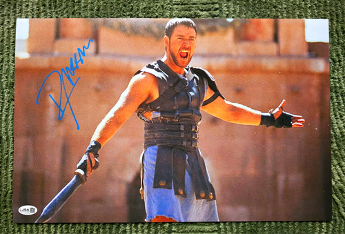 Russell Crowe firmato gladiatore 8x10 fotografia originale film James Spence JSA prezzo ebay
