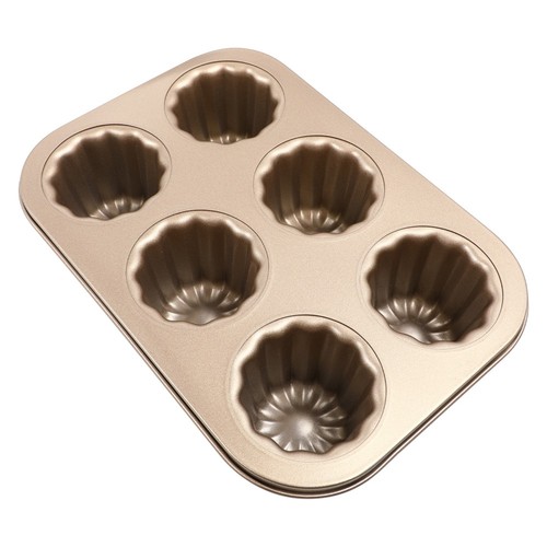 Moule à Canelés 12 Cavités En Acier Carbone Antiadhésif Champagne Or – Moule Canelé Bordelais Professionnel 250°C – Cuisson Parfaite Et Facile à Démouler