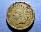 1860 Round Bust Copper Nickel Indian Cent  Ch. VF