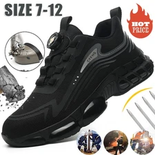 Men Steel Toe Work Shoes Non-Slip Rotating Buckle Safety Toe Breathable Sneakers