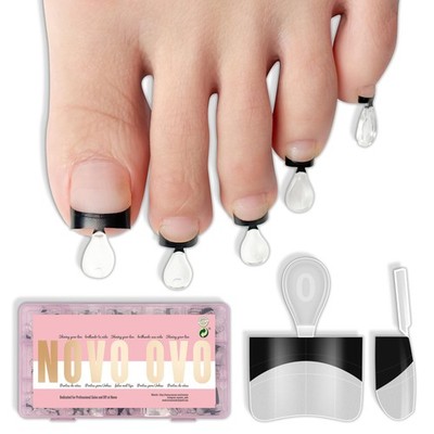 NOVO OVO Half Cover Toe Medium, Nail Tips Black French Tip 