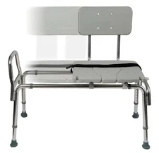 DMI Tub Transfer Bench & Shower Chair -Aluminum, Adjustable Seat,400 lb Capacity
