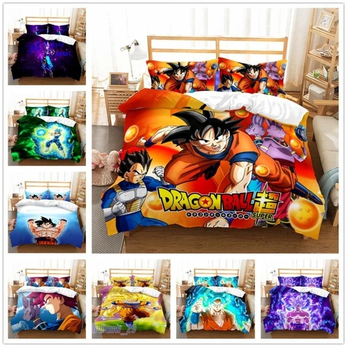 Nueva funda nórdica funda de almohada de anime 3D serie Dragon Ball tamaño EE. UU./UE/AU ropa de cama