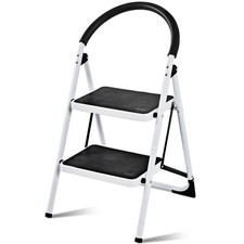 2-Step Ladder Folding Stool Heavy Duty 330Lbs Capacity Industrial for Office