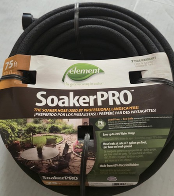 #ad #ad Element 3 8 in x 75 ft Duty Kink Free Rubber Black Soaker Pro Hose Eco Safe NEW $20.53