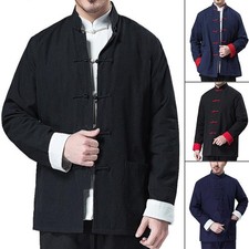 Mens Chinese Traditional Tang Suit Jacket Tops Kung Fu Wingchun Coat Sportwear