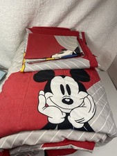 Edredón Mickey Mouse de colección The Walt Disney Co, sábana plana doble y funda de almohada gris