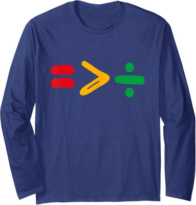 Juneteenth Equality Is Greater Than Division Afro Long Sleeve Tshirt